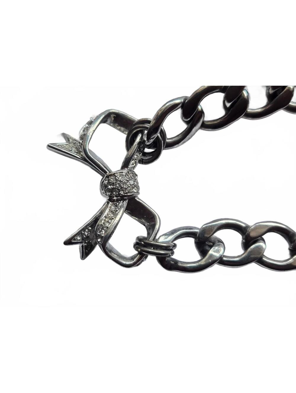 Vintage Juicy Couture Black Gunmetal Chunky Curb Chain Charm Bracelet Base - EUC